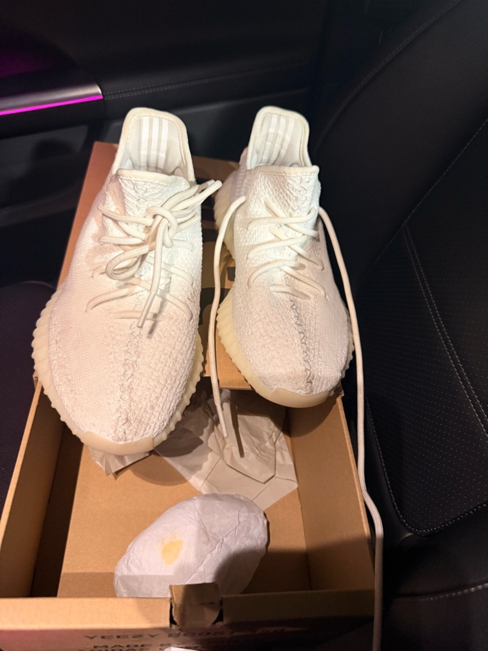 adidas Kids Cream/White Knit Lace-Up Sneakers